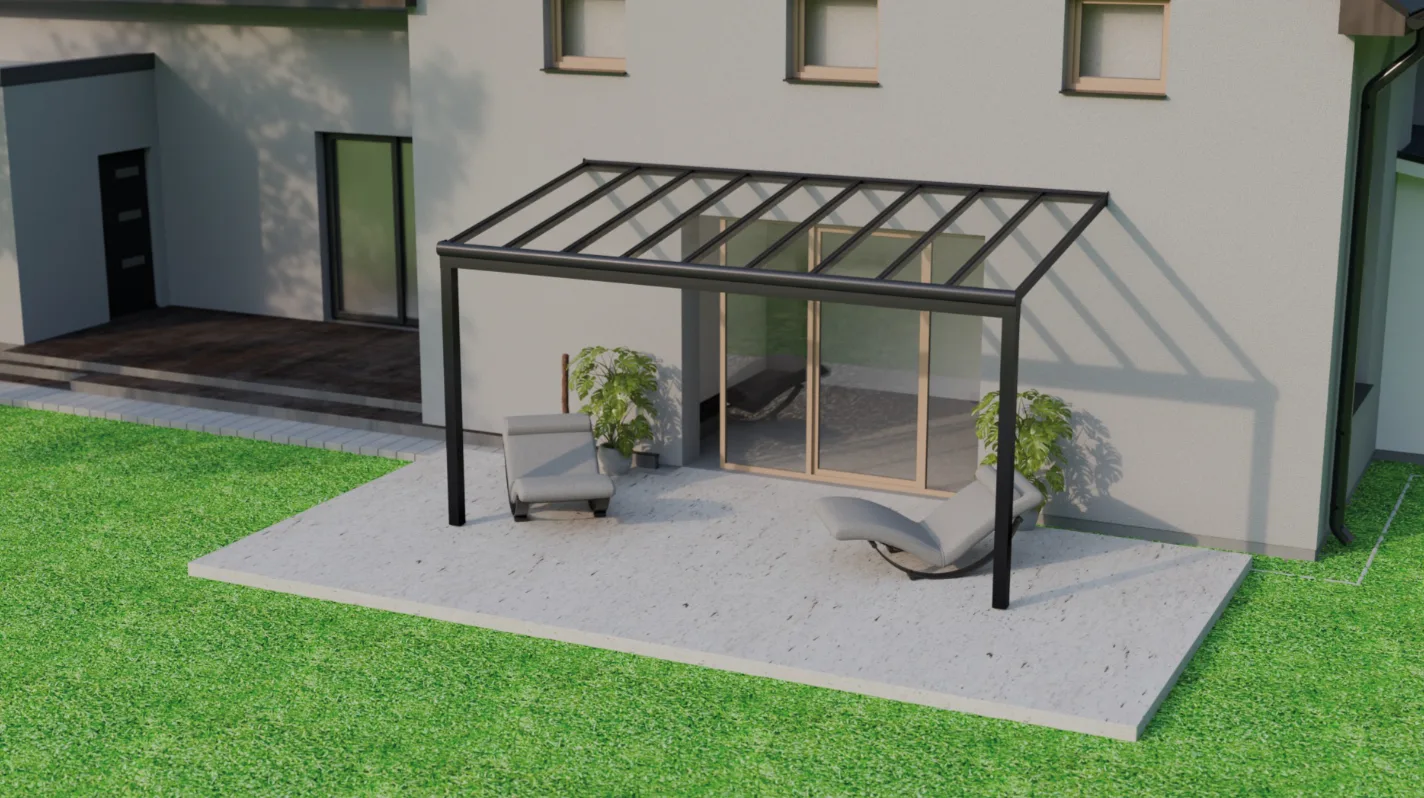 Luxusní pergola Pigato Plus s celoskleněnou střechou